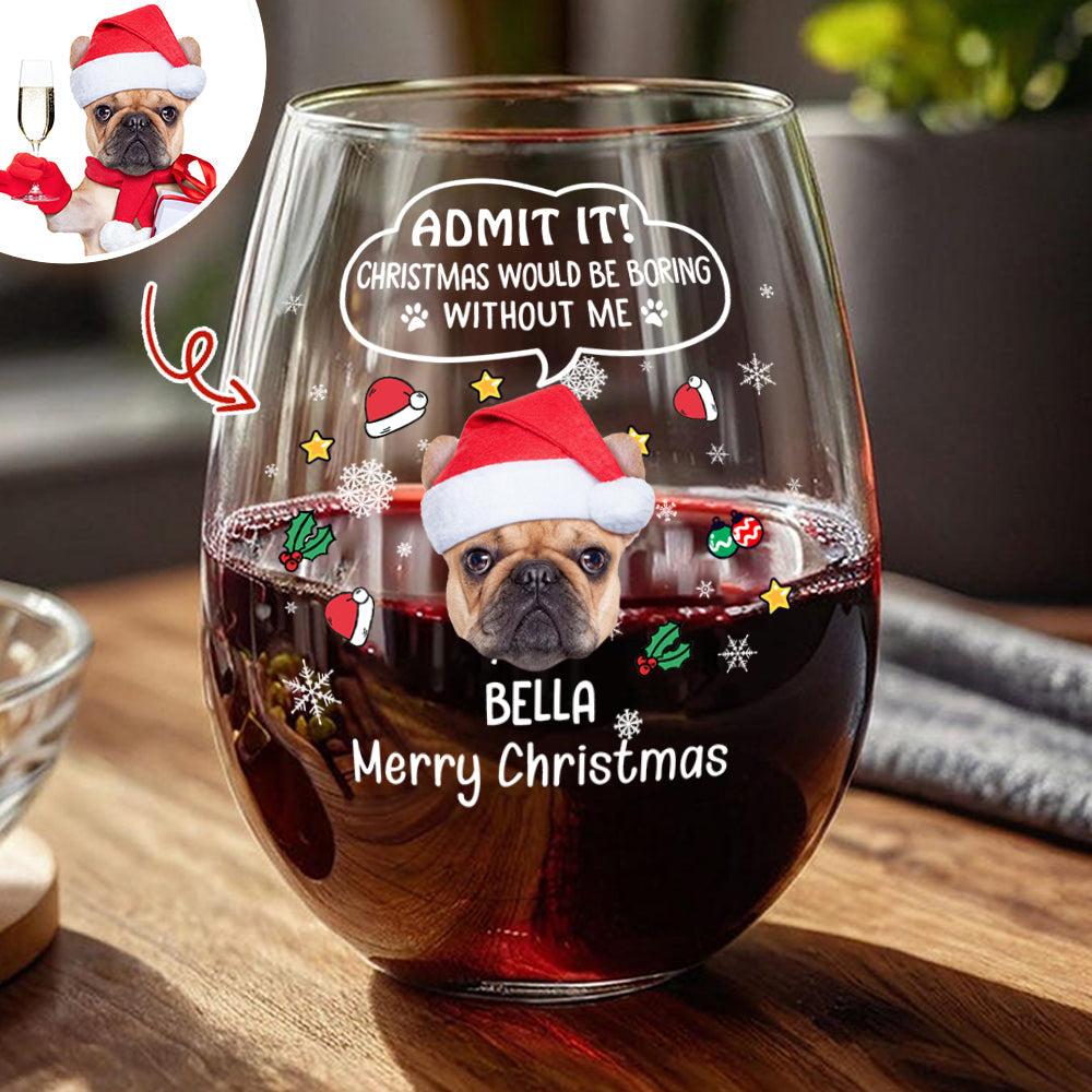 Personalized Dog Christmas Wine Glass for Pet Lovers - Holiday Gift Cup MagicInPrints