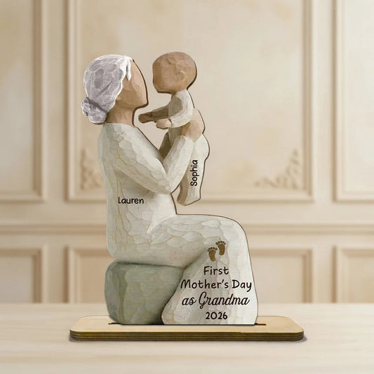 Personalized Wooden Sculpture for Grandma - First Mother's Day Gift 2026 Plaque MagicInPrints