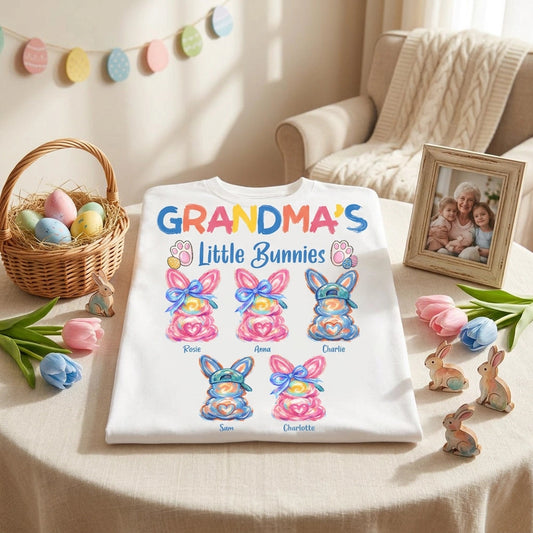 Personalized Grandma's Little Bunnies T-Shirt for Easter - Family Gift Cloth MagicInPrints