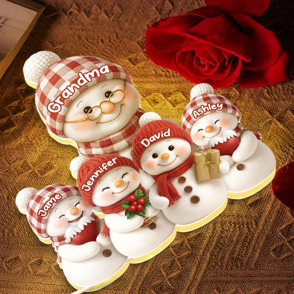 Personalized Snowman Family Figurine for Christmas - Custom Names Holiday Decor Plaque MagicInPrints