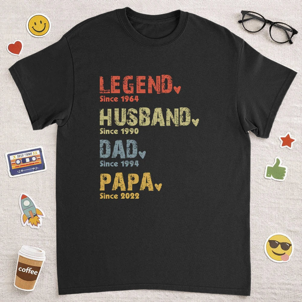 Personalized Men's T-Shirt for Dads - Legend, Husband, Dad, Papa Design Cloth MagicInPrints