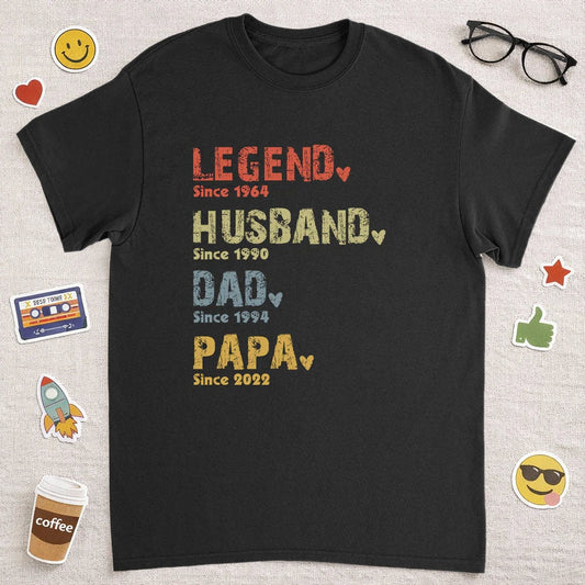 Personalized Men's T-Shirt for Dads - Legend, Husband, Dad, Papa Design Cloth MagicInPrints