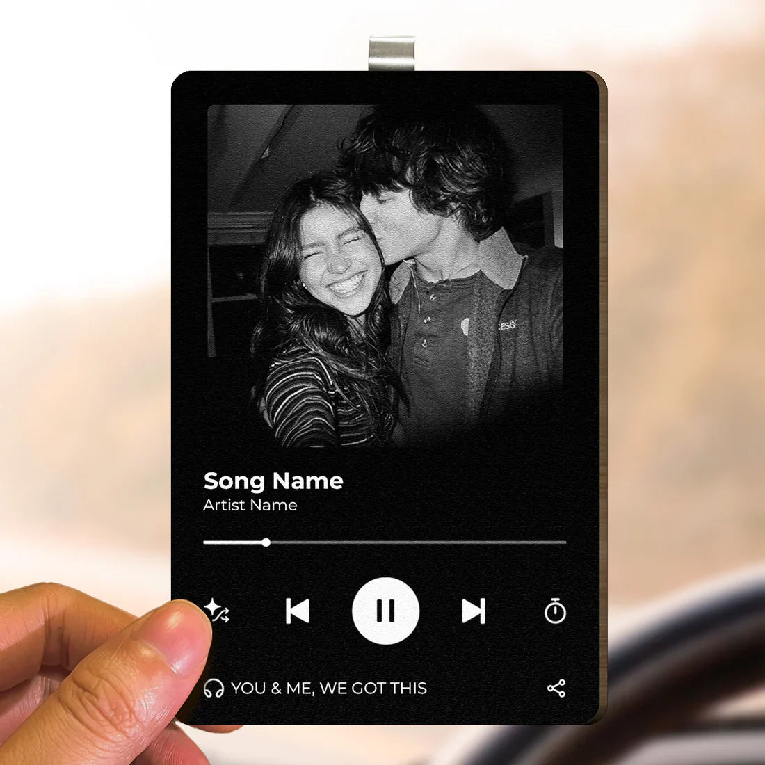 Custom Car Visor Music Plaque for Couples - Personalized Gift Car Hanger MagicInPrints