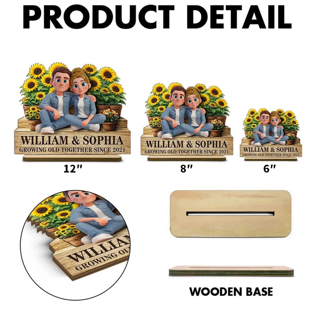 Personalized Couple Figurine with Sunflowers - Anniversary Gift for Couples Plaque MagicInPrints