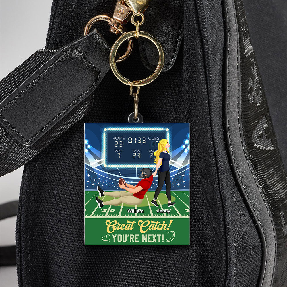 Personalized American Football Couple Keychain - Unique Valentine's Day Gifts for Him & Her Keychains PopCulturePrints