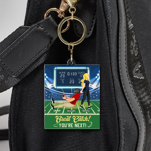 Personalized American Football Couple Keychain - Unique Valentine's Day Gifts for Him & Her Keychains PopCulturePrints