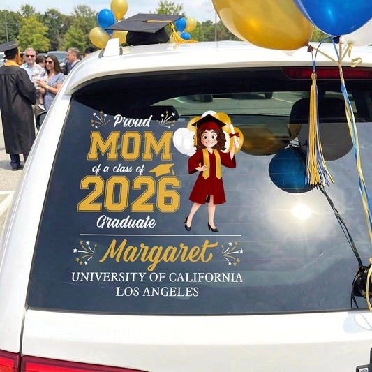 Custom Graduation Car Decal for Proud Mom - Class of 2026 Celebration Sticker MagicInPrints