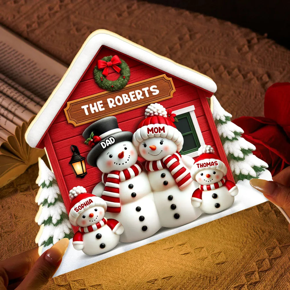 Personalized Snowman Family Ornament for Christmas - Custom Holiday Decoration Plaque MagicInPrints