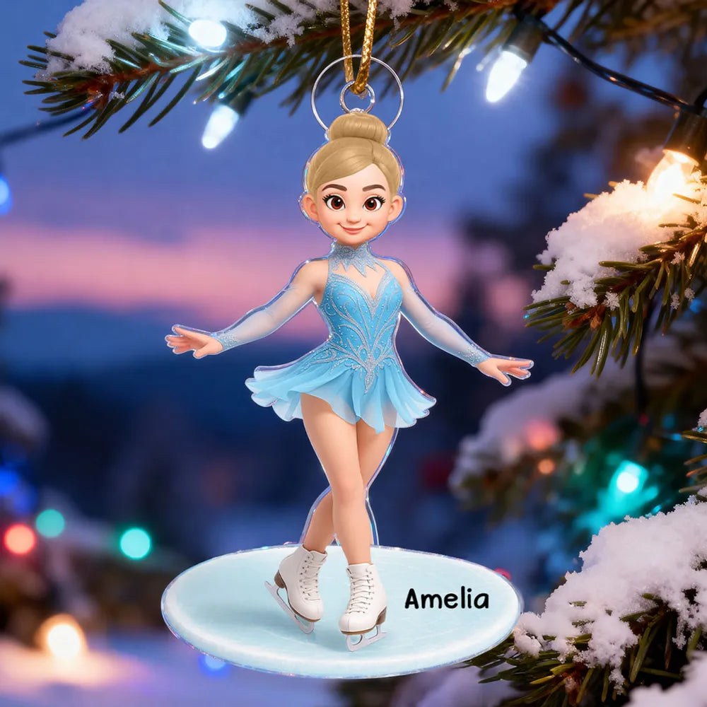Personalized Ice Skater Christmas Ornament for Kids - Holiday Decoration Ornament MagicInPrints