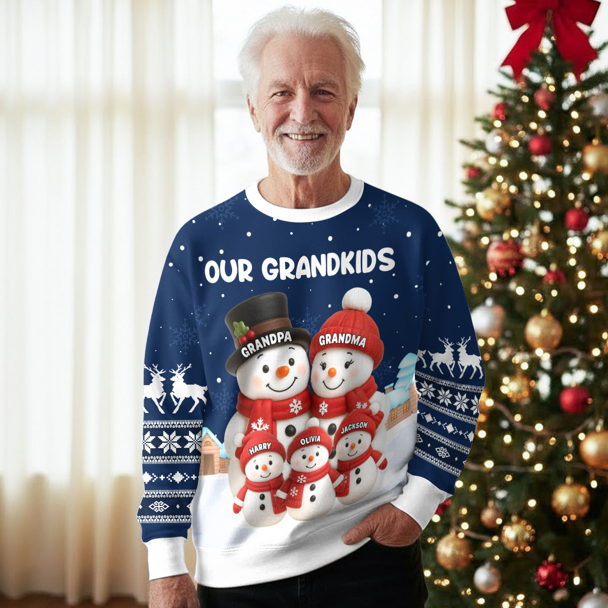 Personalized Family Snowman Sweatshirt for Grandparents - Christmas Gift Cloth MagicInPrints