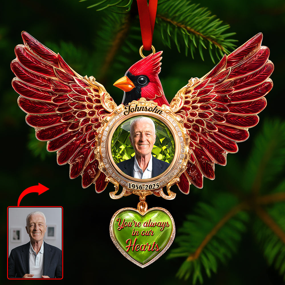 Cardinal Memorial Christmas Ornament – Custom Photo Gifts For Loved Ones In Heaven Ornament MagicInPrints