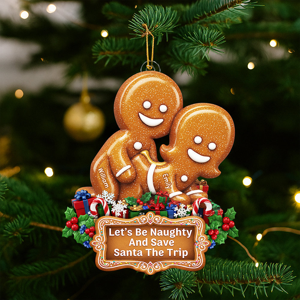 Naughty Gingerbread Couple Christmas Ornament - Personalized Gifts For Couple Ornament MagicInPrints