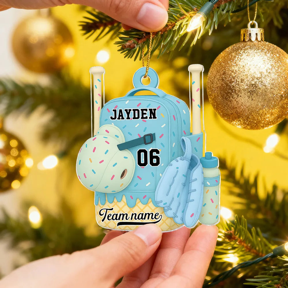Personalized Baseball Backpack Ornament for Kids - Holiday Gift Ornament MagicInPrints