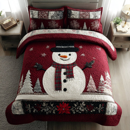 Warm Your Heart with Winter Cheer – Personalized 3-Piece Quilted Bedding Set – Gift for Grandma Quilted Bedding Set V2 MagicInPrints