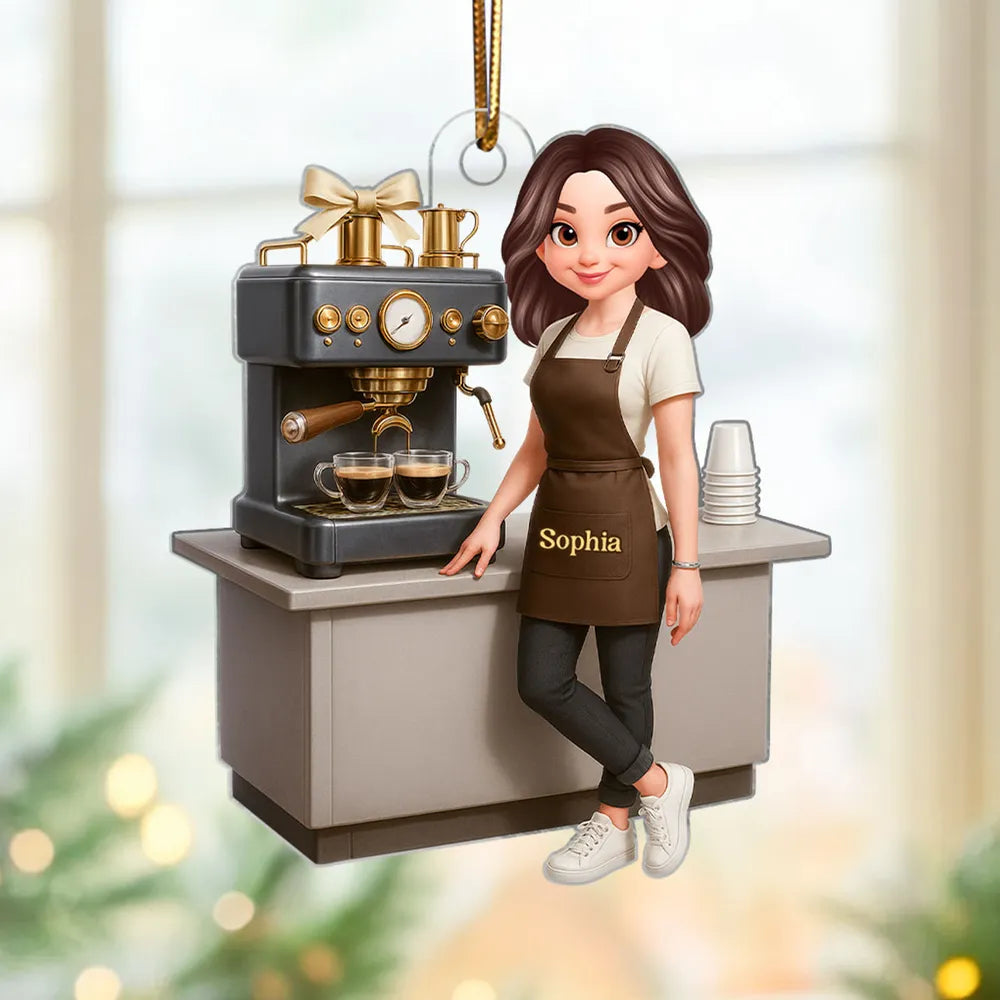 Personalized Barista Ornament for Coffee Lovers - Holiday Decoration Ornament MagicInPrints