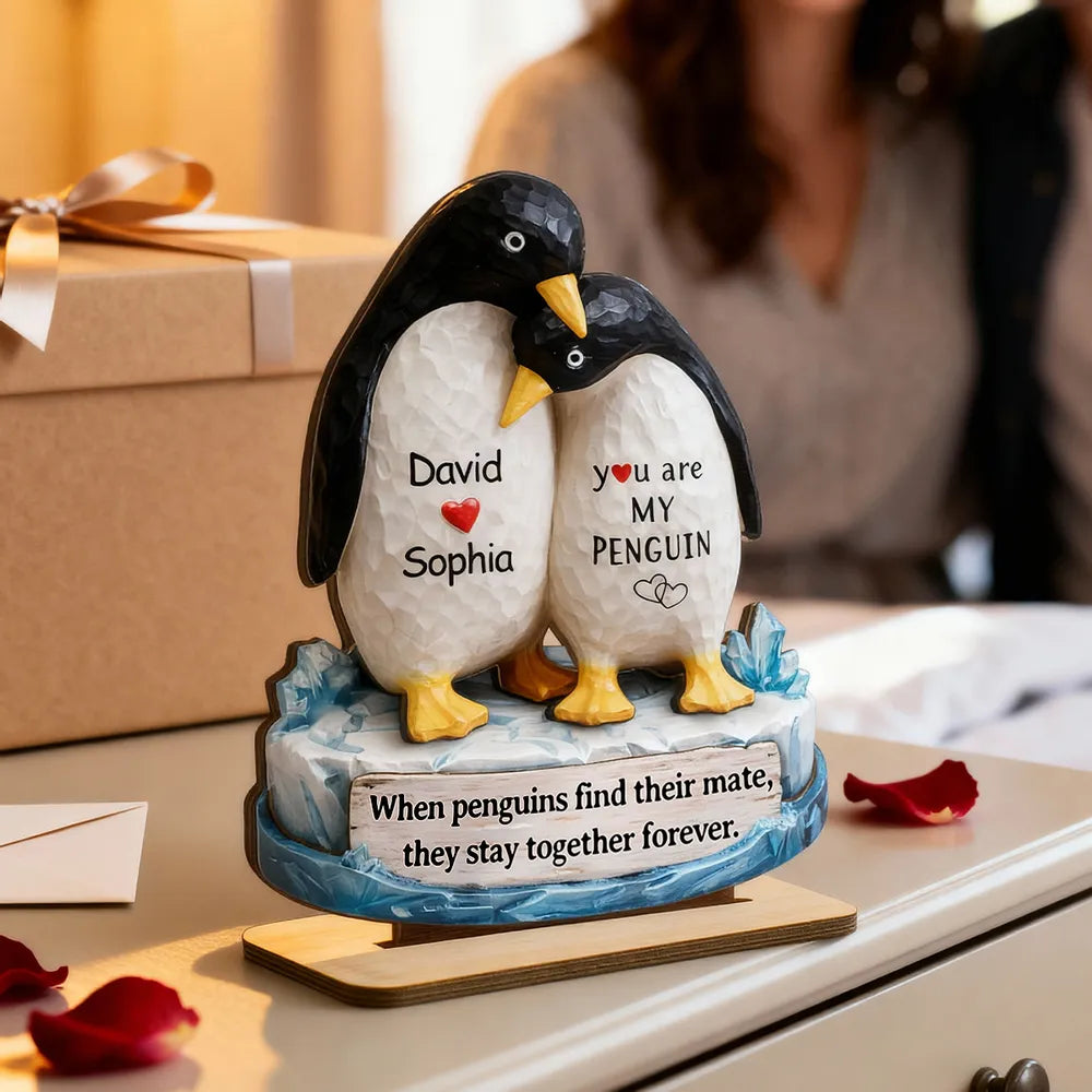 Personalized Penguin Couple Figurine for Couples - Romantic Gift Plaque MagicInPrints