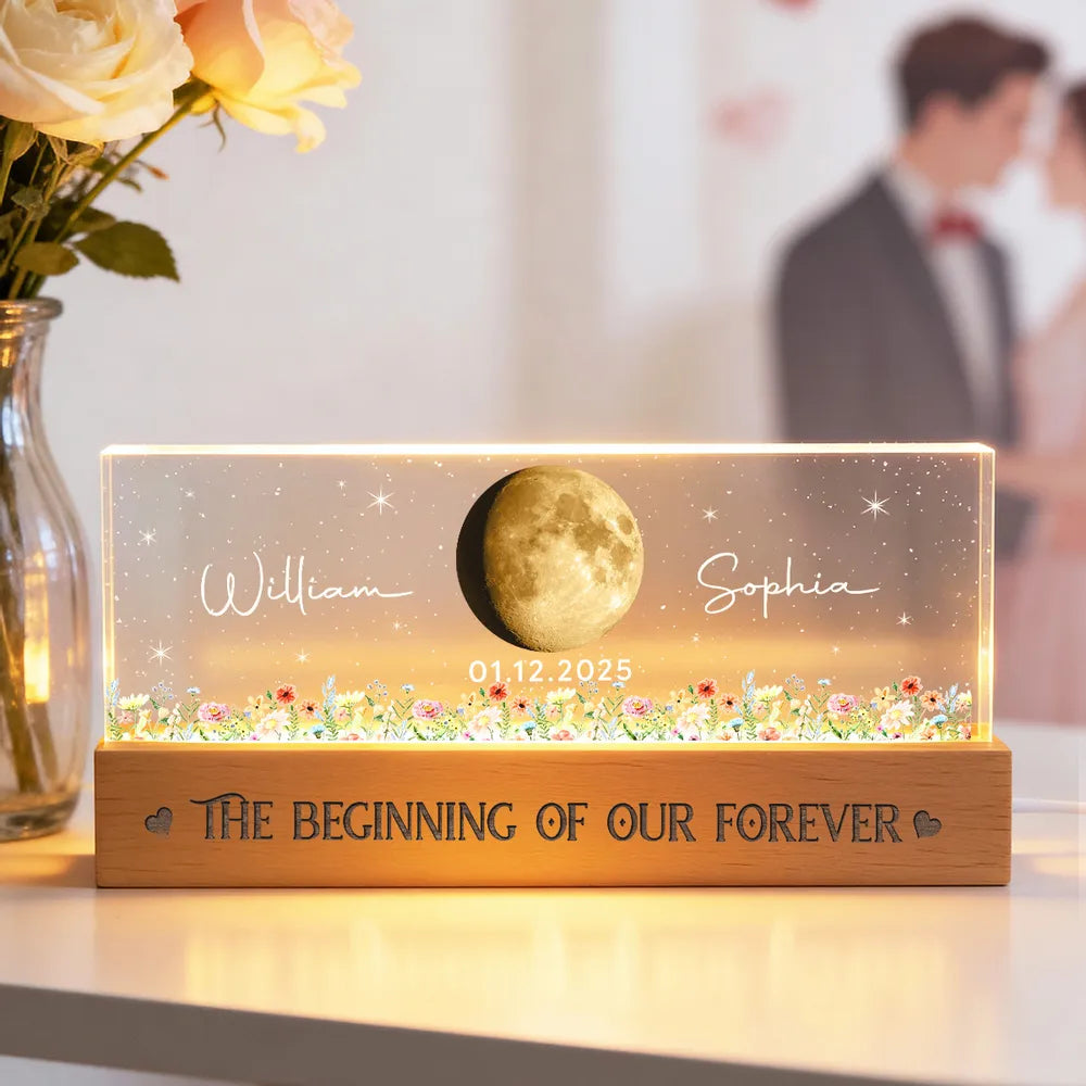 Personalized Moon Lamp for Couples with Date and Names - Romantic Gift for Anniversaries Plaque MagicInPrints