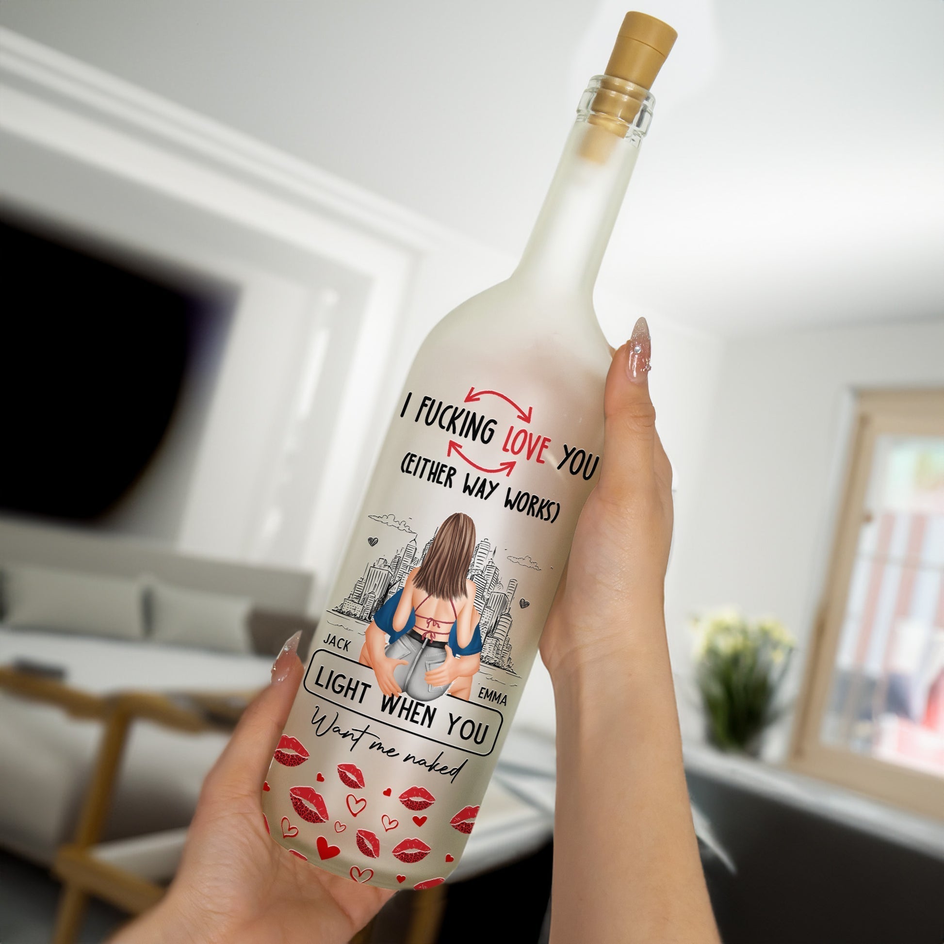 Personalized Romantic LED Bottle Light for Couples - Anniversary Gift Lamp MagicInPrints
