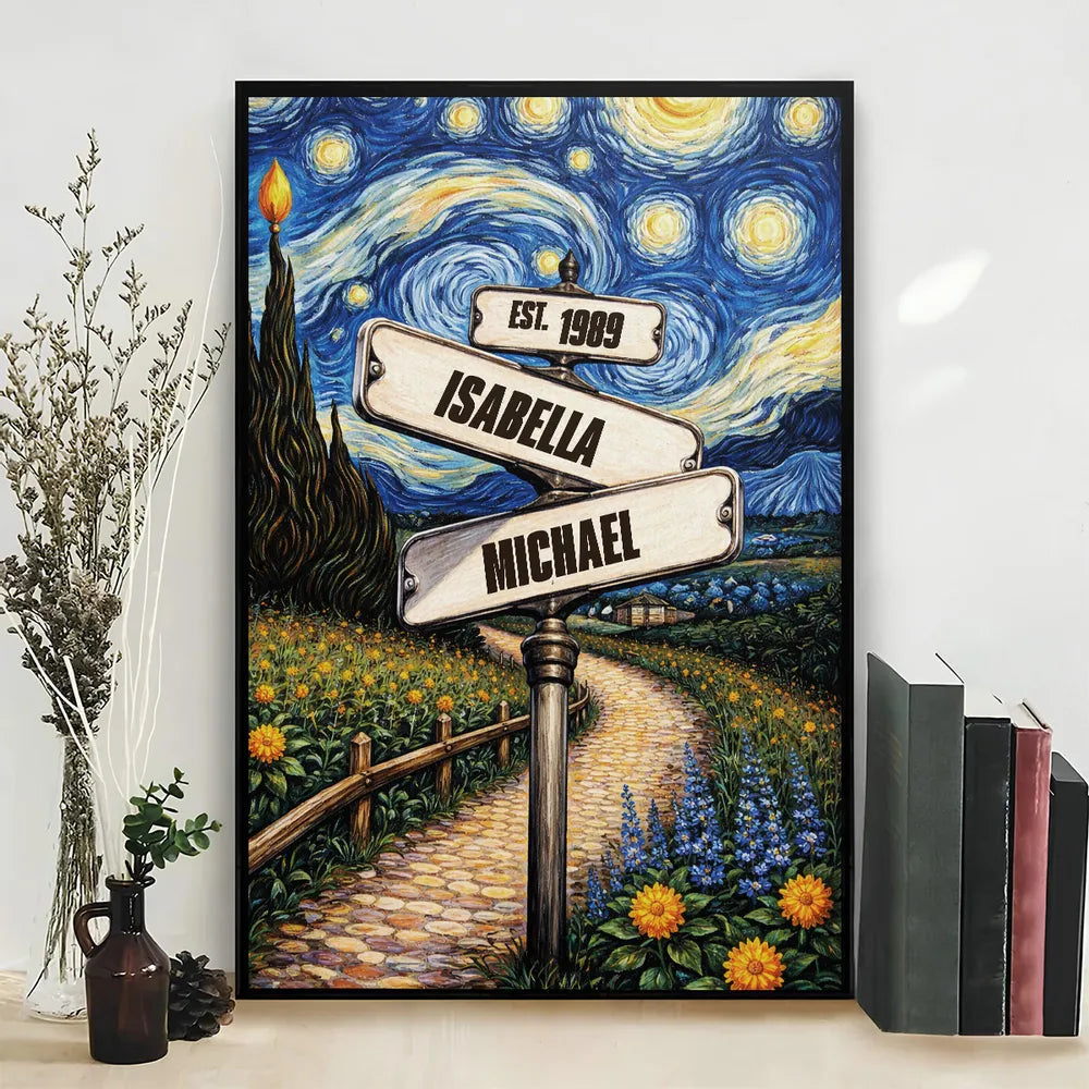 Personalized Starry Night Street Sign Canvas for Couples - Anniversary Gift Poster or Canvas MagicInPrints
