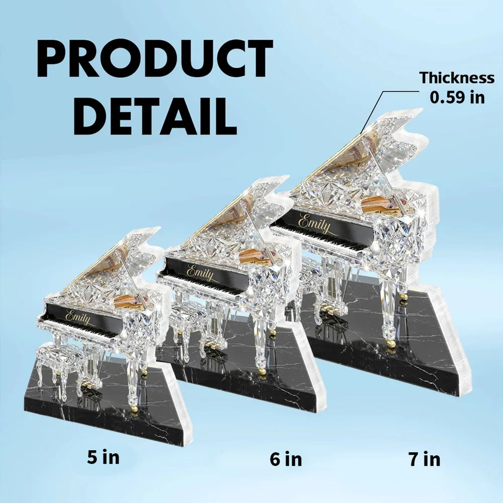 Personalized Crystal Piano Figurine with Custom Name Engraving - Elegant Home Decor Gift Plaque MagicInPrints