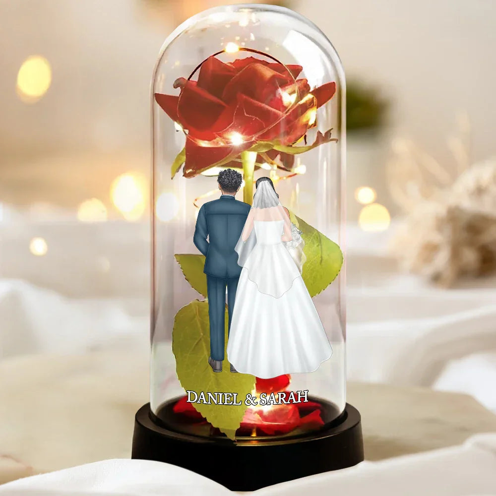 Personalized Wedding LED Rose Dome for Couples - Romantic Gift Lamp MagicInPrints