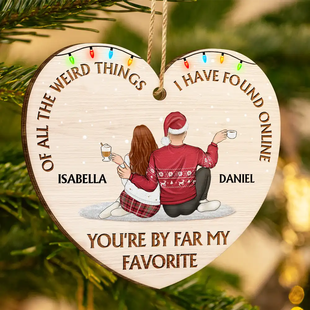 Personalized Heart-Shaped Christmas Ornament for Couples - Romantic Holiday Gift Ornament MagicInPrints