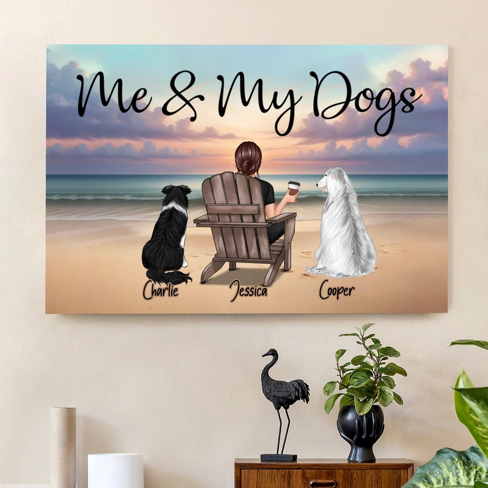 Personalized Dog Lover Canvas Print for Pet Owners - Beach Scene Poster or Canvas MagicInPrints