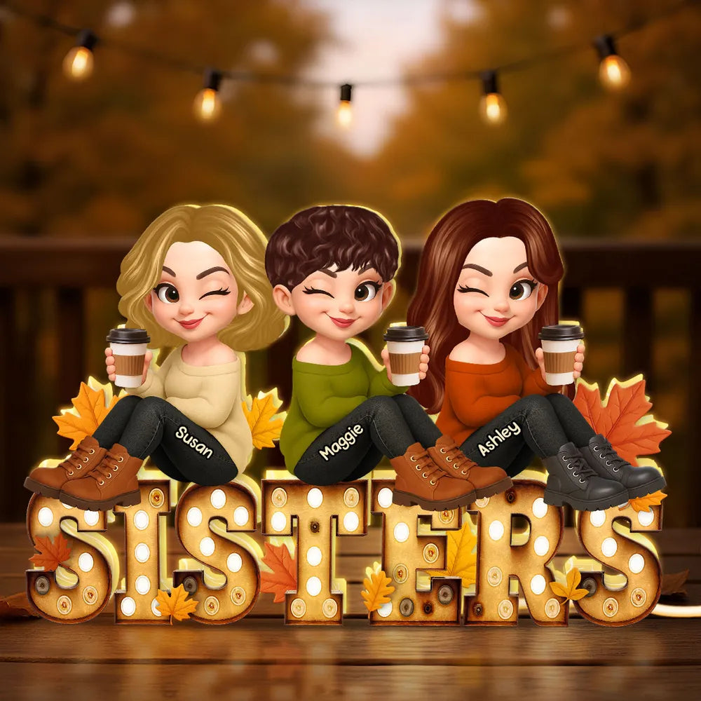 Personalized Best Friends LED Sign for Girls - Cozy Fall Decor Plaque MagicInPrints