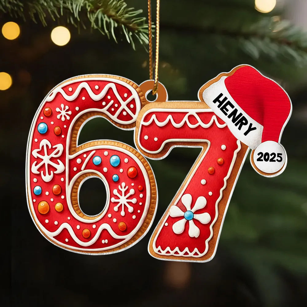 Personalized Christmas Ornament for Kids - Festive Gingerbread Design with Custom Name and Year Ornament MagicInPrints