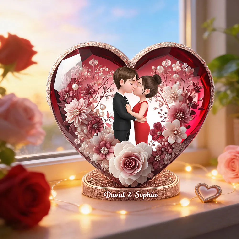 Personalized Heart-Shaped Crystal Keepsake for Couples - Romantic Gift Plaque MagicInPrints