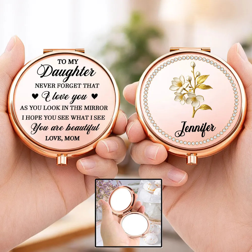 Personalized Compact Mirror for Daughter - Sentimental Gift from Mom Beauty Tools MagicInPrints