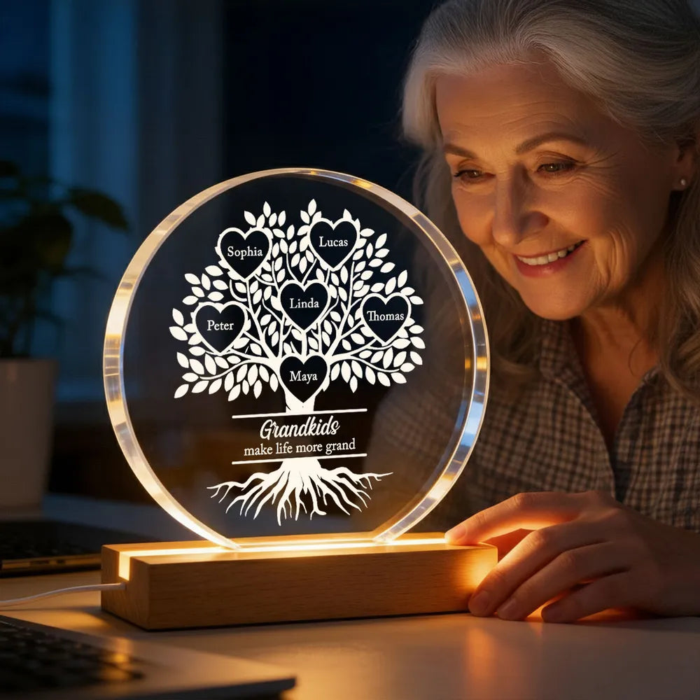Personalized LED Family Tree Night Light for Grandparents - Heartwarming Decor Gift Plaque MagicInPrints