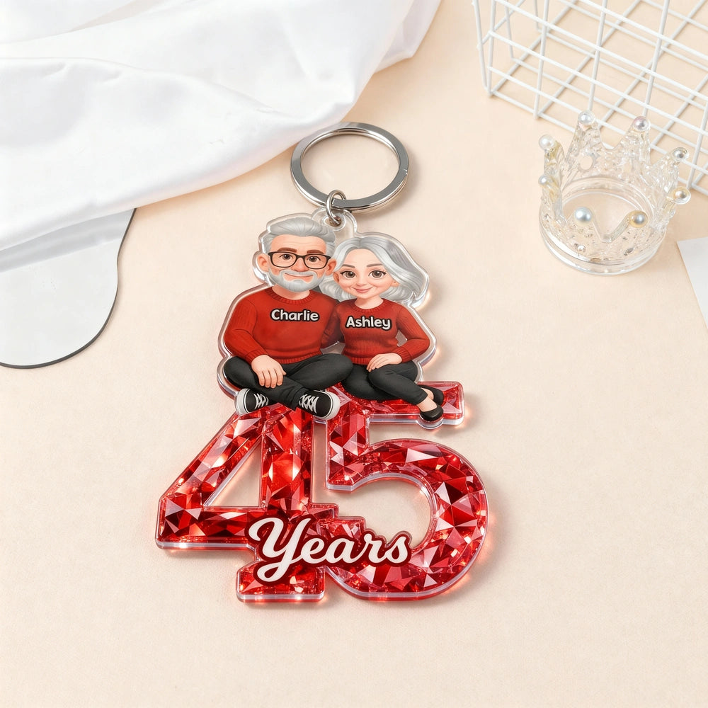 Personalized Couple Keychain Gift for Anniversary - 45th Year Celebration Keychain MagicInPrints
