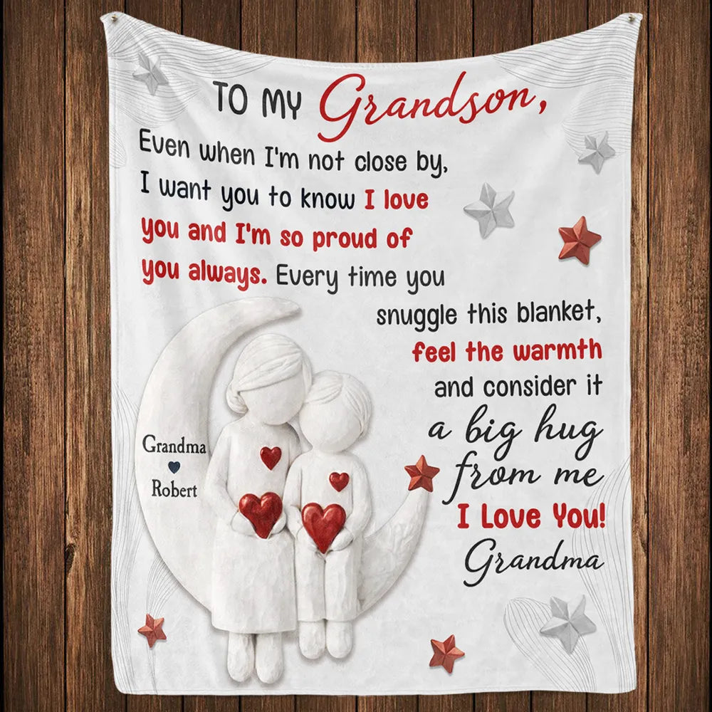 Personalized Grandson Blanket Gift - Heartfelt Message from Grandma Pillow or Blanket MagicInPrints