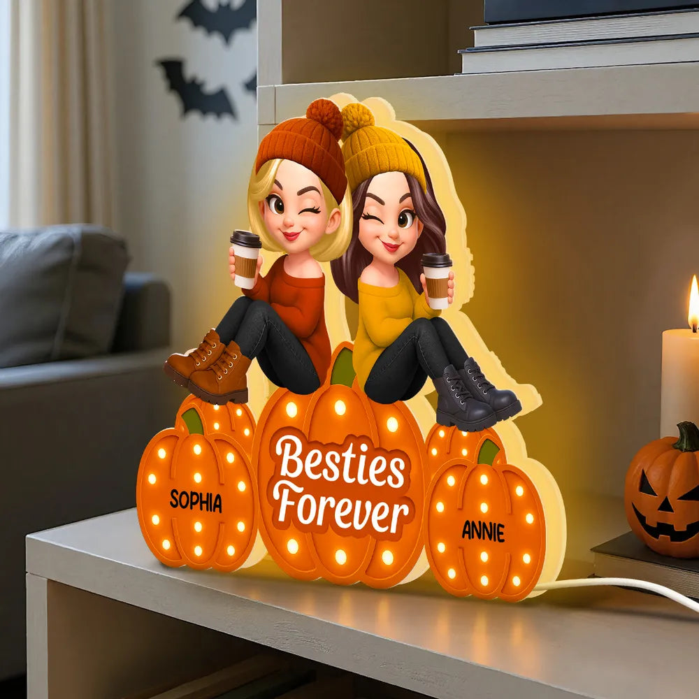 Personalized Best Friends LED Pumpkin Decor for Friends - Gift for Halloween Plaque MagicInPrints