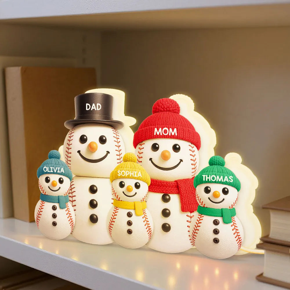 Personalized Snowman Family LED Light Decor for Christmas - Custom Names Plaque MagicInPrints