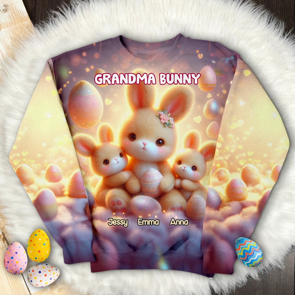 Personalized Grandma Bunny Easter Sweatshirt AOP Products PopCulturePrints