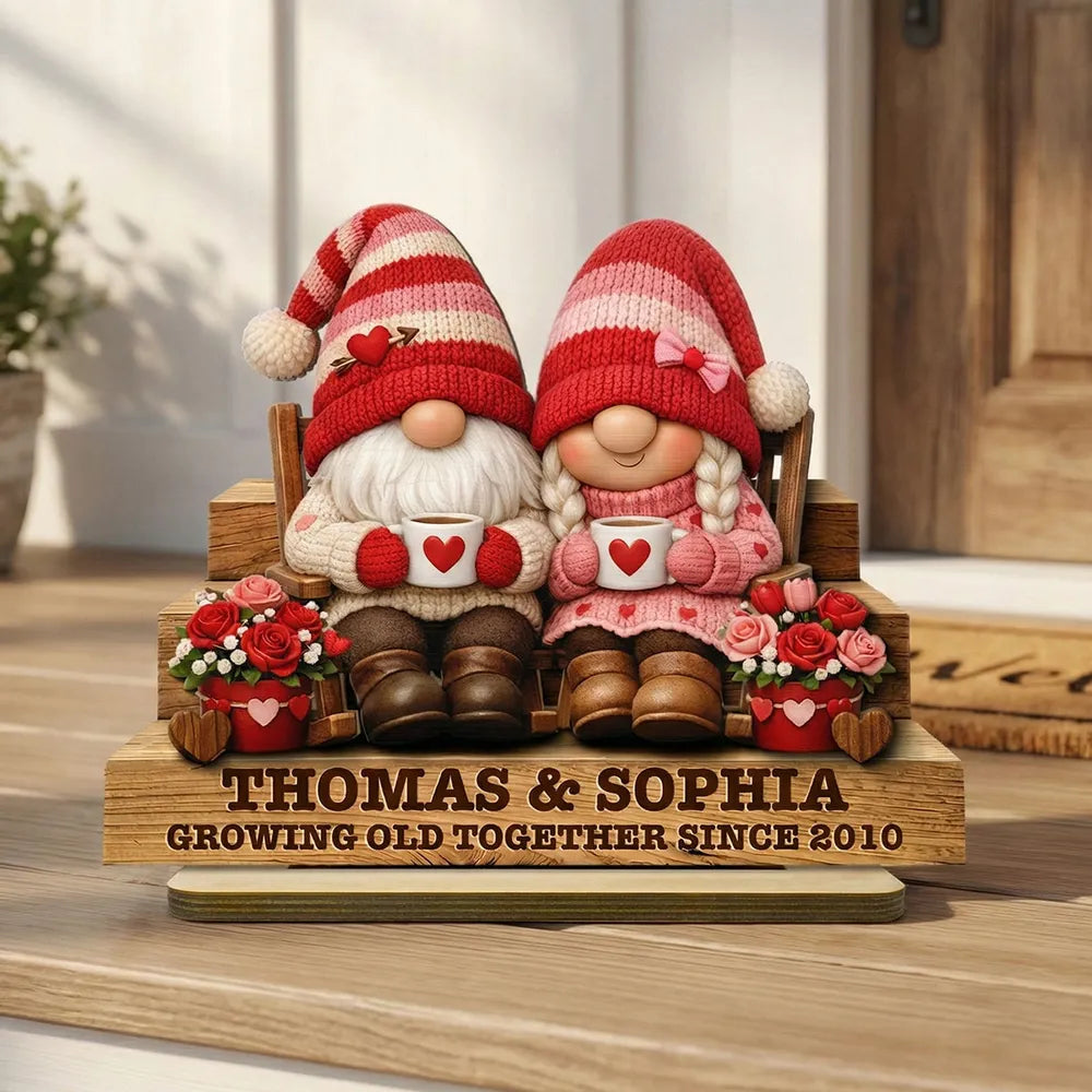 Personalized Gnome Couple Figurine for Couples - Anniversary Gift Plaque MagicInPrints