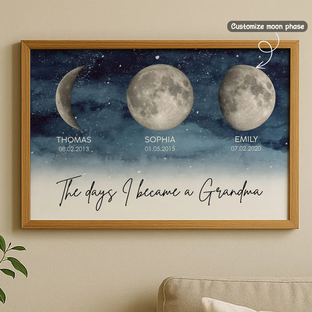 Personalized Moon Phase Print for Grandma - Sentimental Gift Poster or Canvas MagicInPrints