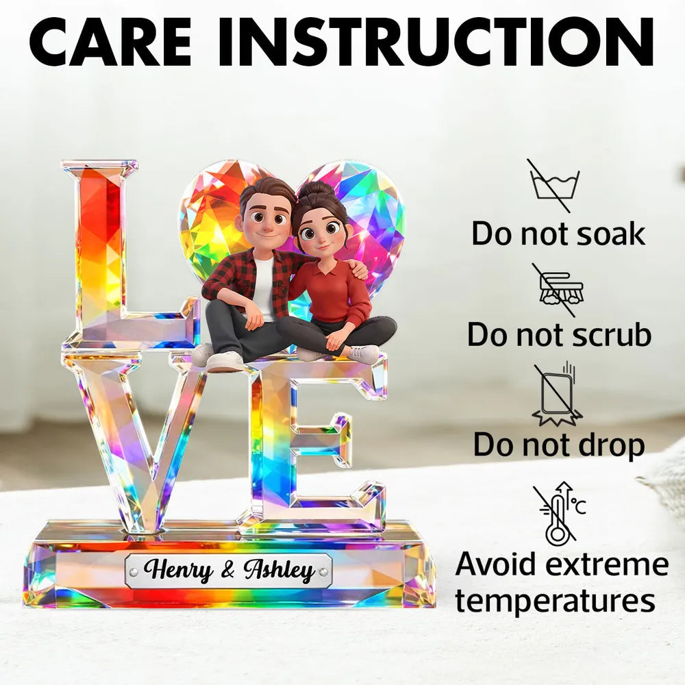 Personalized Crystal Love Figurine for Couples - Romantic Gift Plaque MagicInPrints