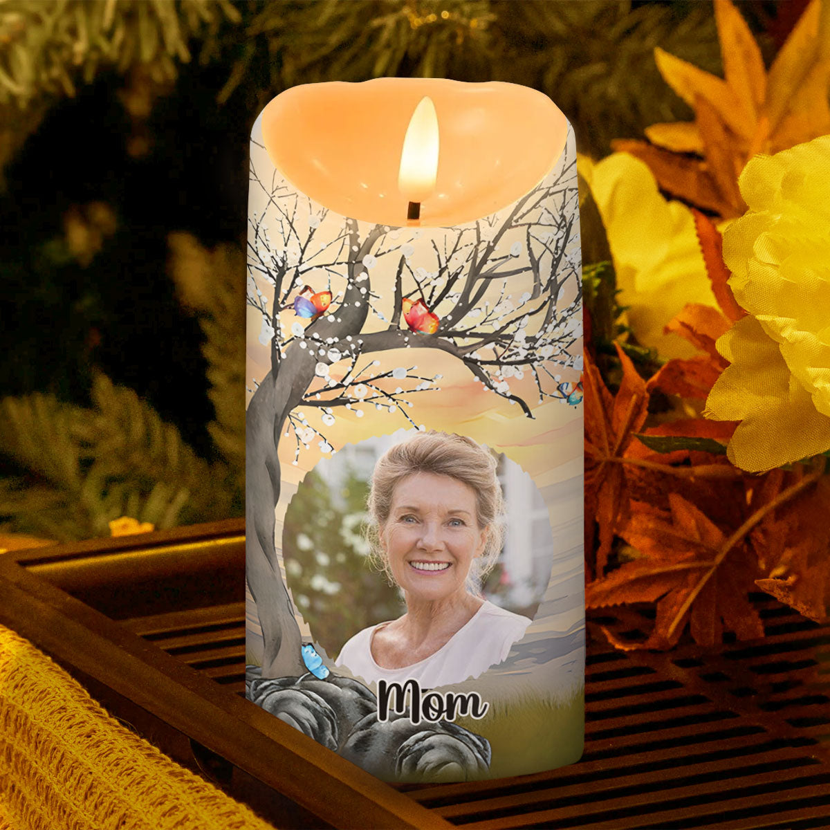 Personalized Memorial LED Candle for Mom - Sentimental Keepsake with Photo and Date Lamp MagicInPrints