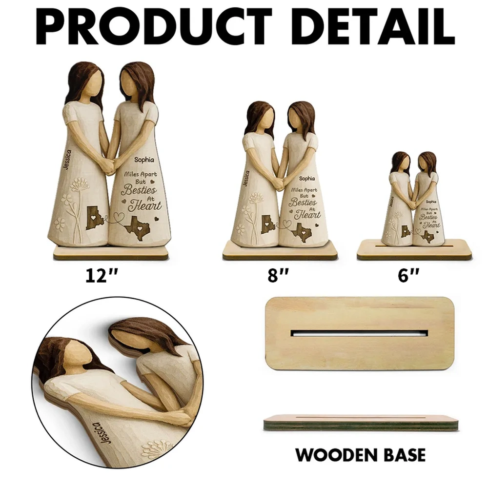Personalized Best Friends Wooden Figurine - Long Distance Friendship Gift Plaque MagicInPrints