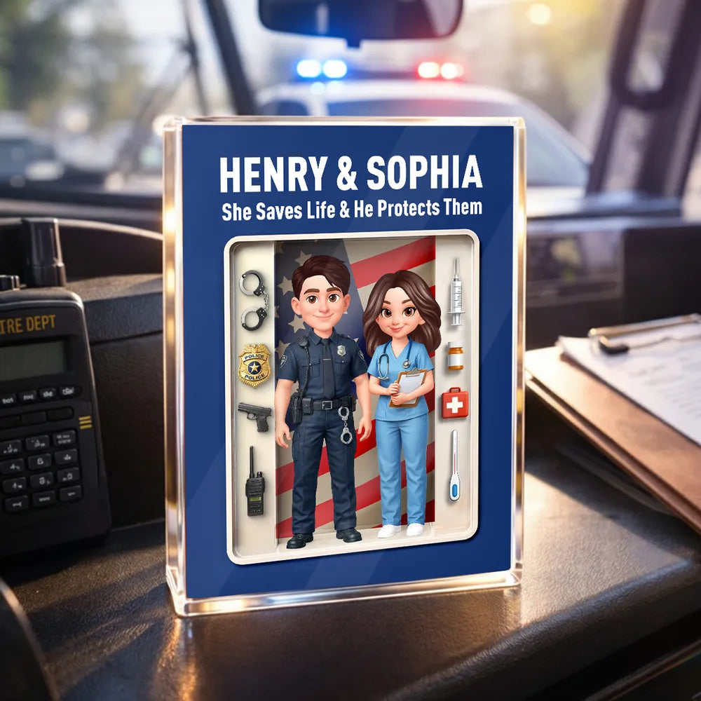 Custom Police and Nurse Figurine Display for Couples - Personalized Gift Plaque MagicInPrints