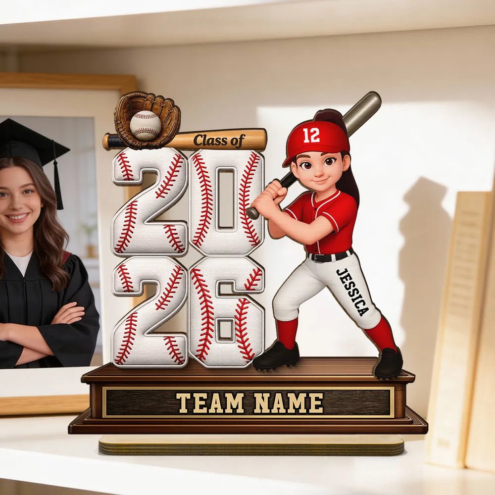 Personalized Baseball Graduation Gift for Class of 2026 - Custom Team Name Display Plaque MagicInPrints