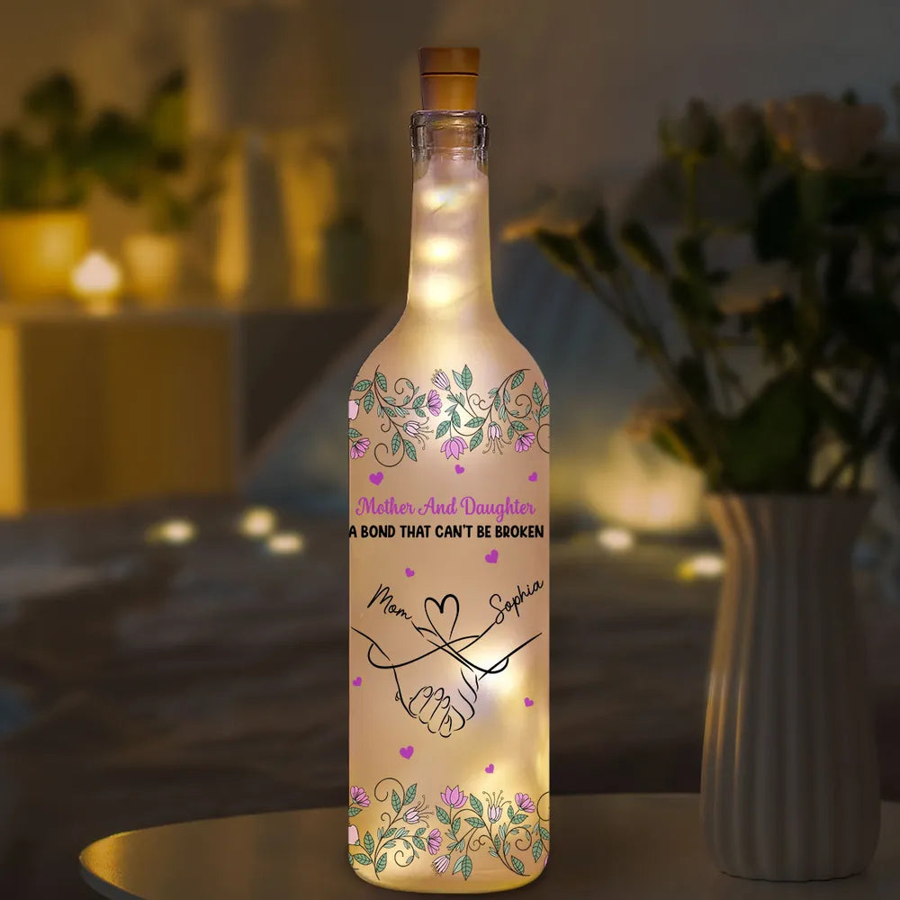 Personalized LED Wine Bottle Light for Mother and Daughter - Sentimental Gift Lamp MagicInPrints