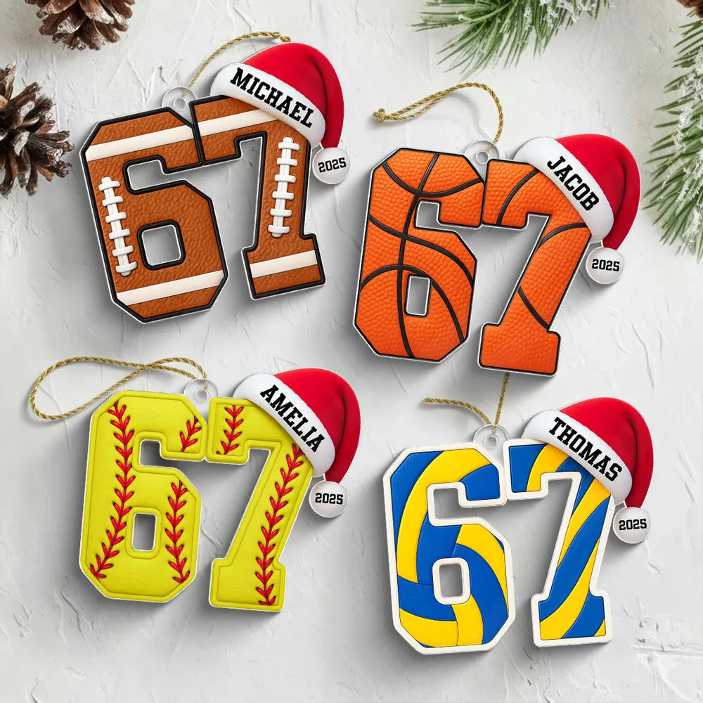 Personalized Sports Number Ornament for Kids - Christmas Gift Ornament MagicInPrints