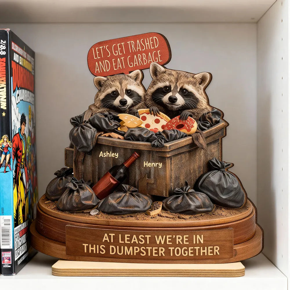 Personalized Raccoon Figurine for Couples - Humorous Home Decor Plaque MagicInPrints