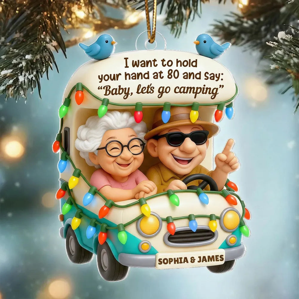 Personalized Elderly Couple Christmas Ornament - Romantic Camping Adventure Ornament MagicInPrints