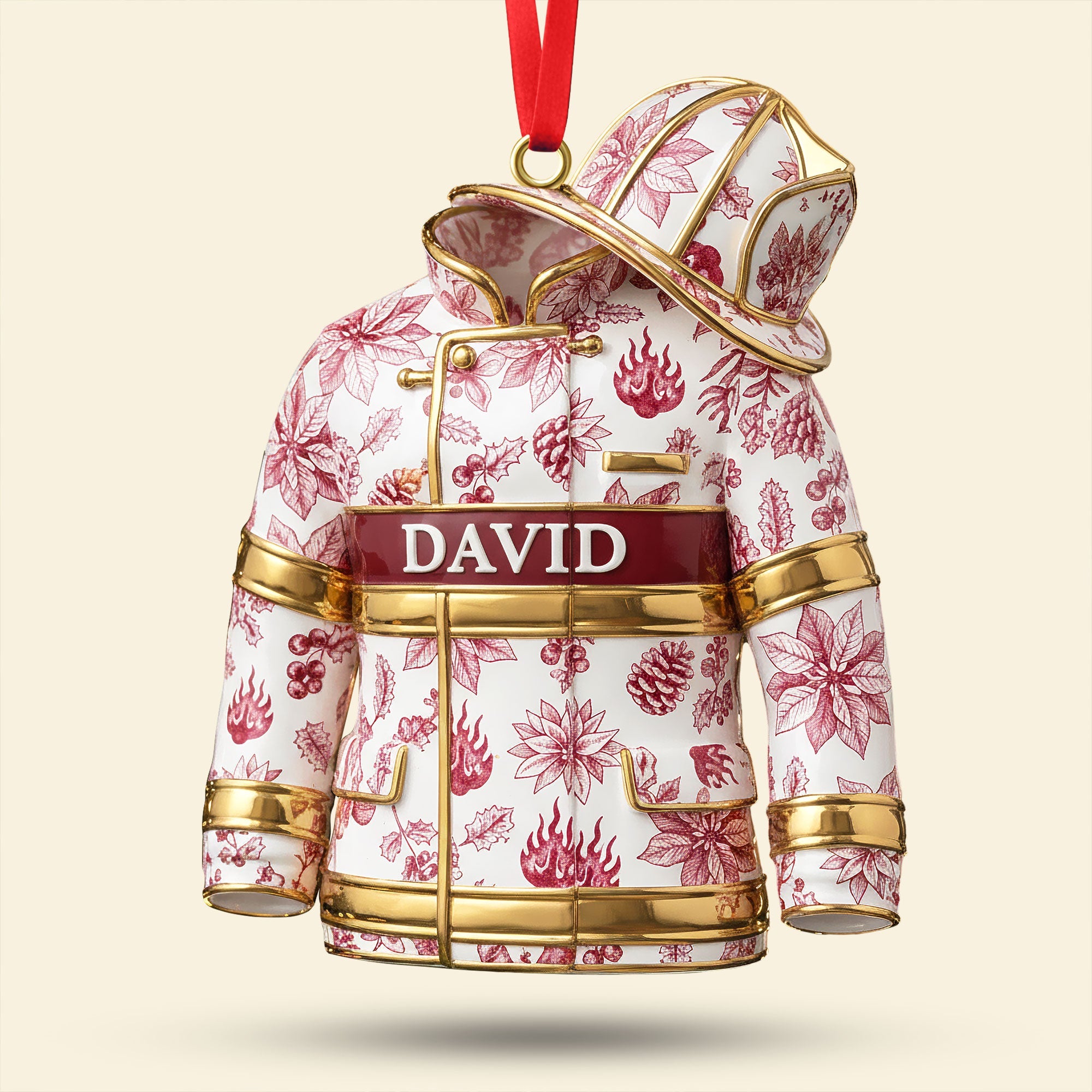 Toile de Jouy Firefighter Ornament - Personalized Gifts for Firefighters Ornament MagicInPrints