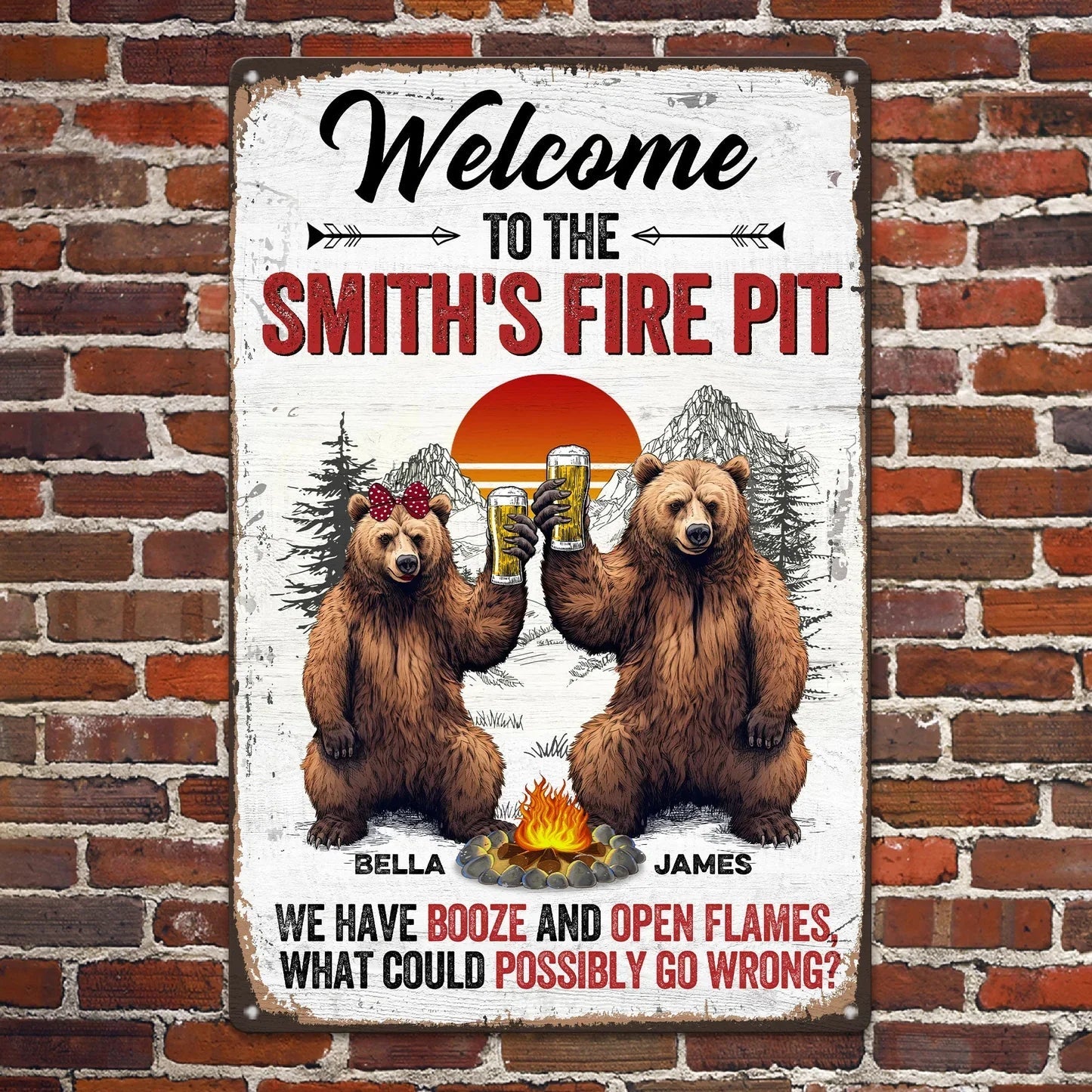 Personalized Fire Pit Sign for Outdoor Enthusiasts - Rustic Decor Sign MagicInPrints